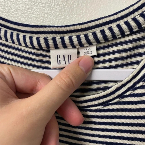 GAP Striped Midi Dress with Sleeves and Tie Size Medium Tall - Picture 3 of 4